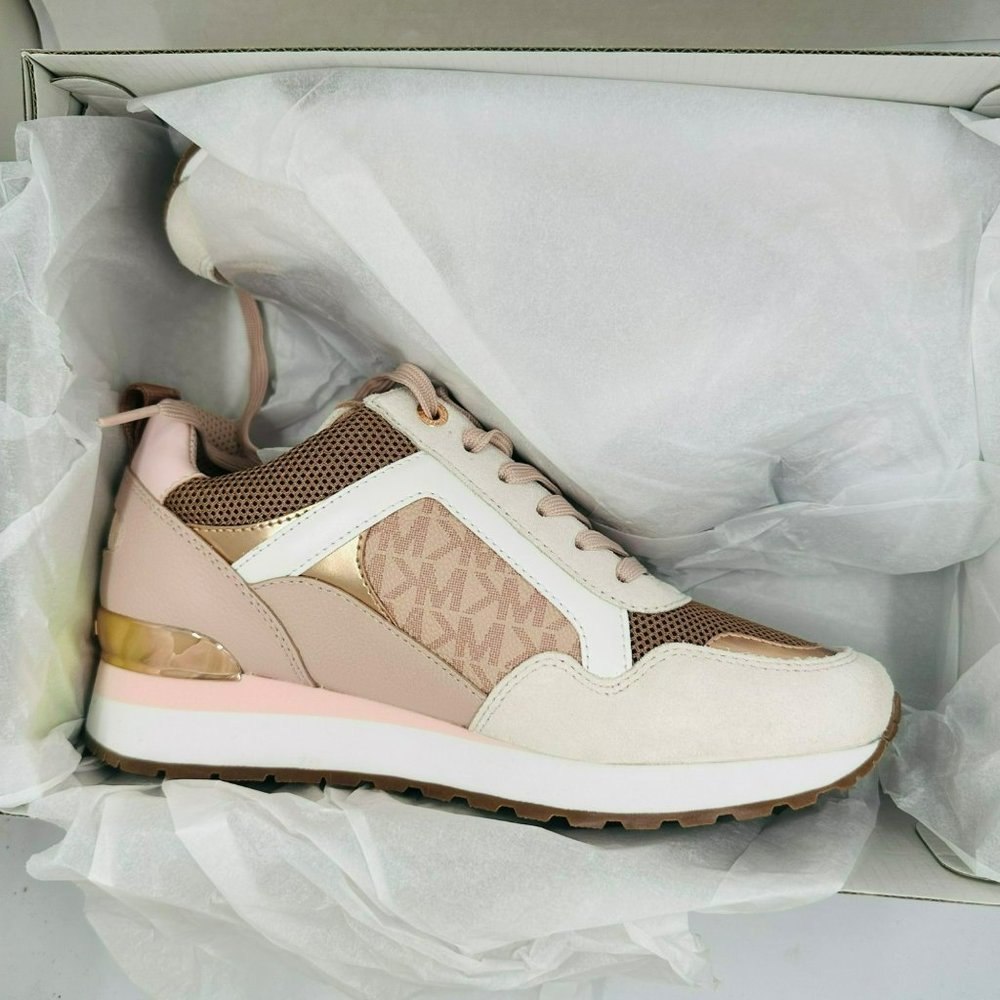 ✨NEW 6.5 Womens shoes Michael Kors Wilma Trainer Sneakers Pink Suede 49TOWIFS1S✨ - Picture 10 of 11